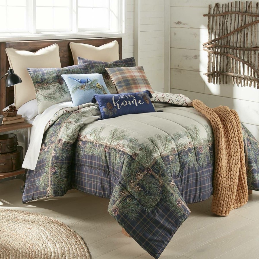 Bed * | Best Deal Donna-Sharp Bed Donna Sharp Pine Boughs Comforter Set Beige/Green