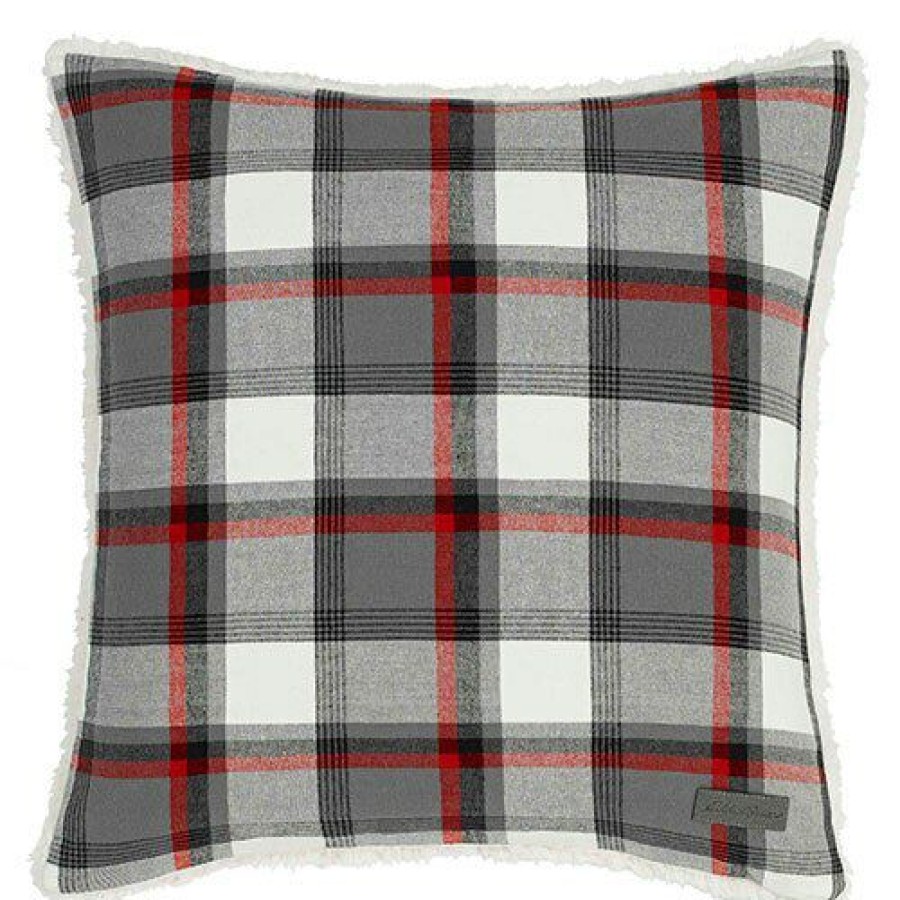 Bed * | Budget Eddie-Bauer Home Decor Eddie Bauer Wallace Plaid Cinder Square Decorative Pillow 20 20 Black.Grey