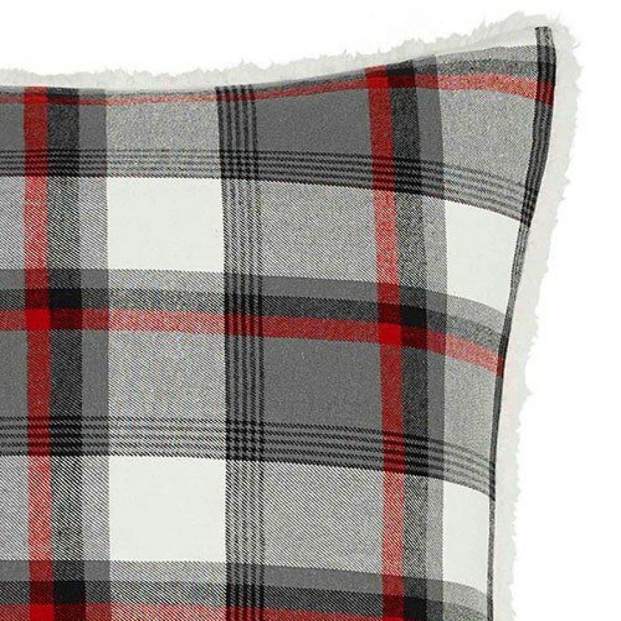 Bed * | Budget Eddie-Bauer Home Decor Eddie Bauer Wallace Plaid Cinder Square Decorative Pillow 20 20 Black.Grey