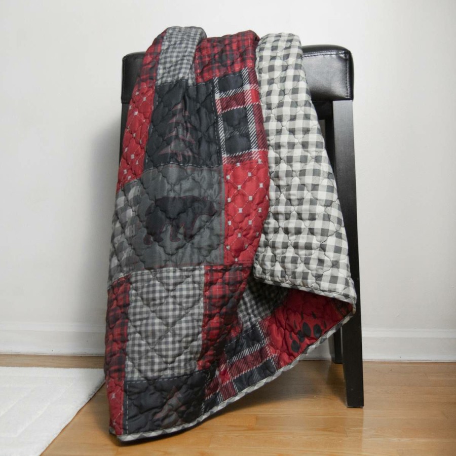 Bed * | New Donna-Sharp Bed Donna Sharp Red Forest Throw Blanket Red/Grey