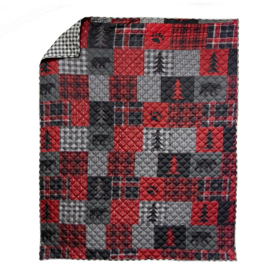 Bed * | New Donna-Sharp Bed Donna Sharp Red Forest Throw Blanket Red/Grey