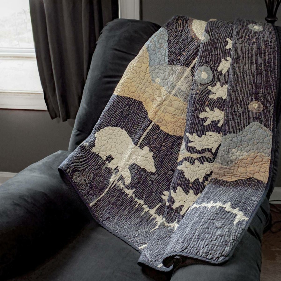 Bed * | Budget Donna-Sharp Bed Donna Sharp Moonlit Bear Cotton Throw Blanket Black/Tan