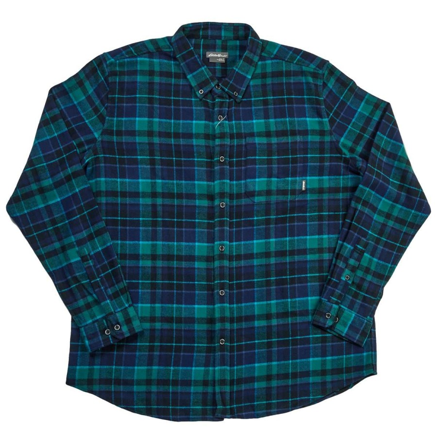 Clothing * | Budget Eddie-Bauer Clothing Mens Big & Tall Eddie Bauer Flex Flannel Shirt Dark Teal Dark-Teal