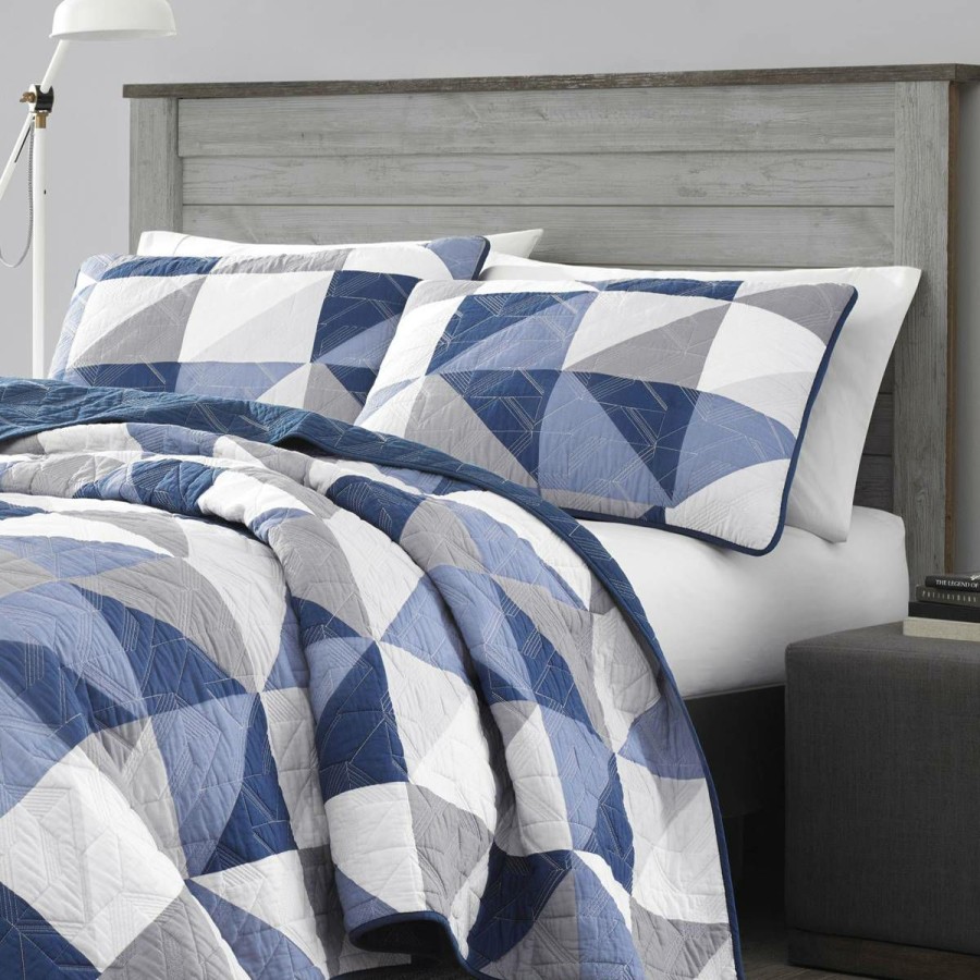 Bed * | Promo Eddie-Bauer Bed Eddie Bauer North Cove 136 Thread Count Reversible Quilt Set Navy